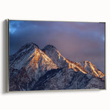 Landscape art painting of Salt Lake City with colorful sky on silver-framed canvas, ideal for office decor.