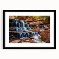 Extra large abstract art print of Zion National Park in vibrant, colorful hues on a black framed canvas.
