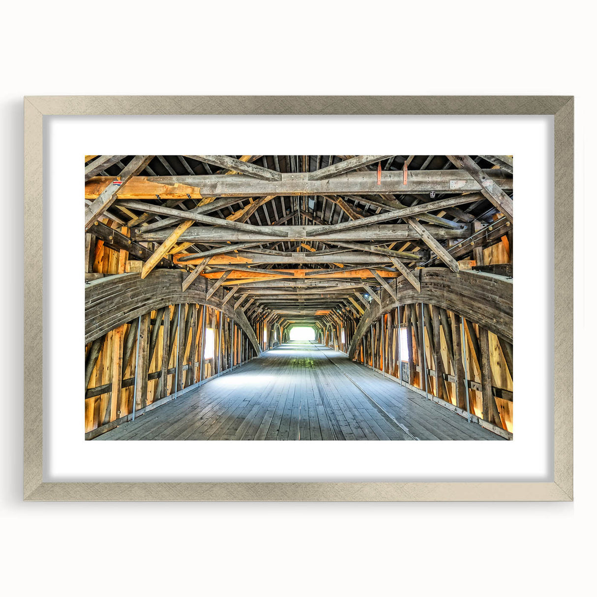 Textured abstract art print depicting Vermont scenery in muted earth tones on a framed canvas, ideal for bedroom wall decor.