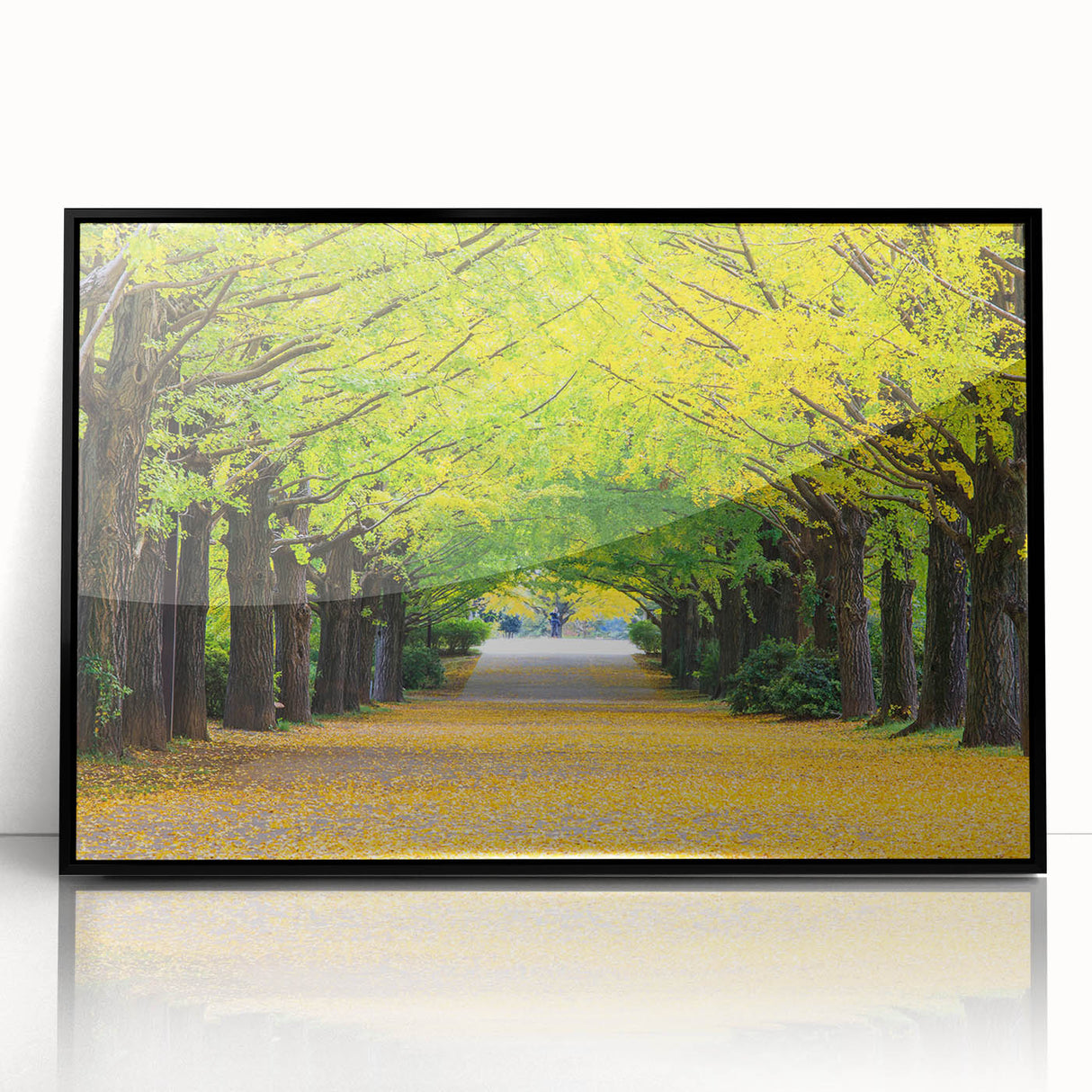 Large abstract wall art featuring Virginia scenery in muted earth tones on a black framed acrylic print.