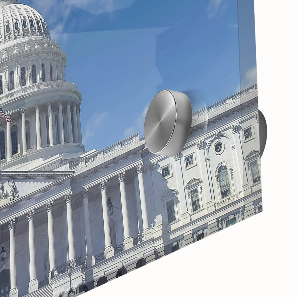 Acrylic print of Washington DC Capitol in abstract style with muted tones, ideal for dining room art.