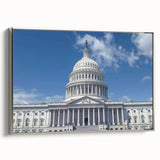 Landscape art painting of the Washington DC Capitol in colorful hues on a framed canvas, suitable for office decor.
