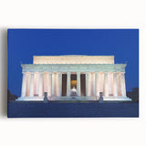 Black and white stretched canvas of the Lincoln Memorial, ideal for kitchen wall art.