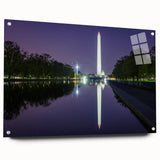 Acrylic print of the Washington DC monument in muted gray tones, ideal for bedroom or dining room decor.