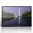 Large abstract wall art depicting the Washington DC monument in black and white tones on a framed acrylic.