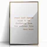 Mid-century modernist art featuring an autumnal landscape in gold and brown tones, framed acrylic print.