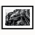 Extra large abstract art print featuring a textured blend of colorful art with vehicles and transportation motifs on a…