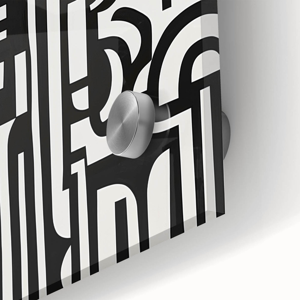 Close-up of an abstract geometric acrylic glass design showcasing vibrant colors and intricate patterns, ideal for modern home decor or art enthusiasts.