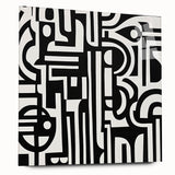 Abstract geometric acrylic glass artwork showcasing vibrant colors and intricate patterns, viewed from the side, ideal for modern interior decor.