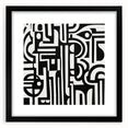 Abstract geometric frame in matte black, showcasing a modern design with sharp angles and clean lines, ideal for enhancing contemporary interior decor.