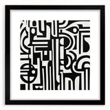 Abstract geometric frame in matte black, showcasing a modern design with sharp angles and clean lines, ideal for enhancing contemporary interior decor.