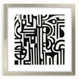 Abstract geometric frame with a silver mat, showcasing a modern design. The front view highlights its sleek lines, perfect for contemporary decor.