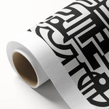 Abstract geometric design rolled canvas artwork showcasing vibrant colors and intricate patterns, beautifully packaged in a protective cardboard tube. Ideal for modern home decor enthusiasts seeking unique wall art.