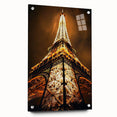 Large abstract wall art on acrylic glass showcasing a blend of vibrant orange and blue tones.