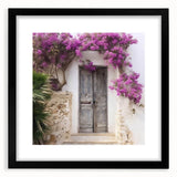 Extra large abstract art print featuring a colorful, textured depiction of a Greek door, in a black frame.