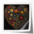 Vibrant wall art featuring a floral and botanical design with lush green leaves and colorful flowers, displayed in a glossy finish, perfect for home decor.
