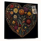 Acrylic wall art showcasing a vibrant design of flowers and botanical leaves, viewed from the side, highlighting its glossy finish and modern aesthetic. Perfect for home decor.