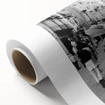 Art Deco style poster on rolled canvas featuring stylized food and people, in muted pastel tones, ideal for nursery wall art.