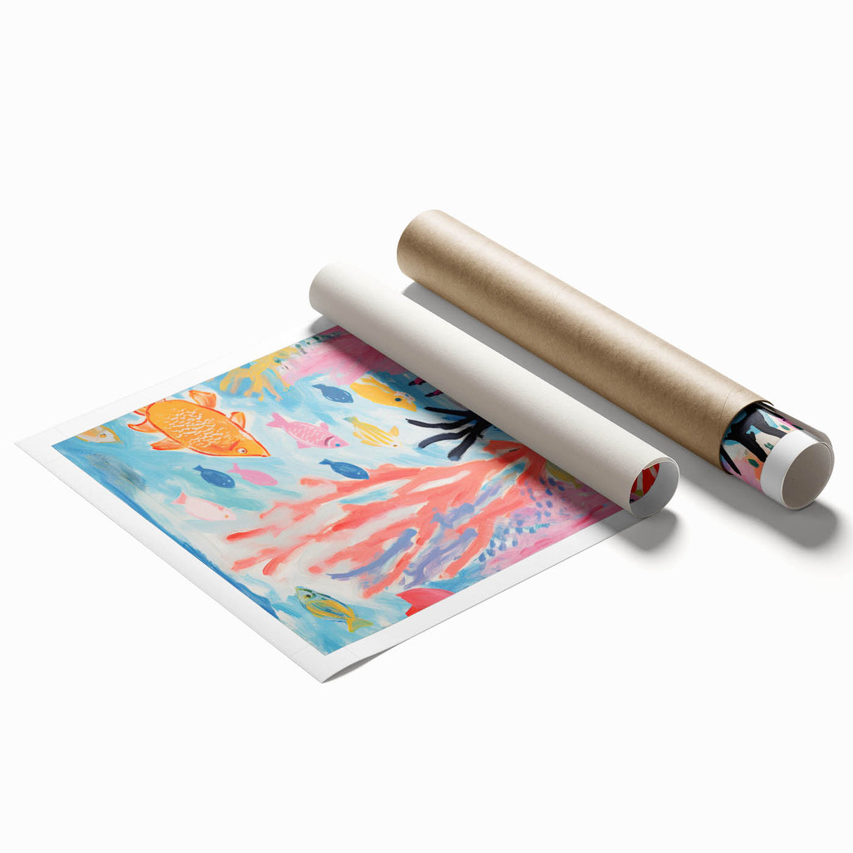 Rolled Paper Art Prints for Kids - Colorful Ocean Reef Scene