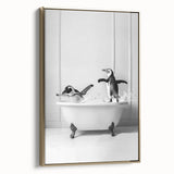 Bathroom Wall Art - Playful Penguins in Bathtub