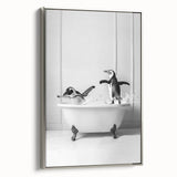 Bathroom Wall Art - Playful Penguins in Bathtub