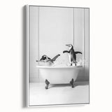 Bathroom Wall Art - Playful Penguins in Bathtub