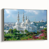 Vintage poster art of an Algerian landscape on framed canvas, featuring colorful art in extra large size.