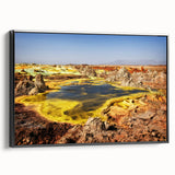 Black and white wall art depicting an Ethiopian landscape on framed canvas, suitable for bedroom decor.