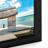 Extra large black wall art of a textured African scenery on framed canvas, featuring vibrant colors.