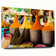 Acrylic print of a Moroccan landscape in earth tones, ideal for dining room or bedroom decor.
