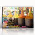 Large abstract wall art depicting a Moroccan landscape in muted earth tones on a framed acrylic.