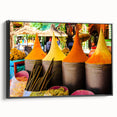 Black and white framed canvas of a Moroccan landscape, ideal for bedroom wall art.