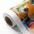 Art deco poster of Moroccan scenery in pastel shades on rolled canvas, ideal for nursery wall art.