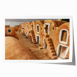 Extra large rolled print of a Tunisian landscape, featuring muted earth tones, ideal for art wall dining room.