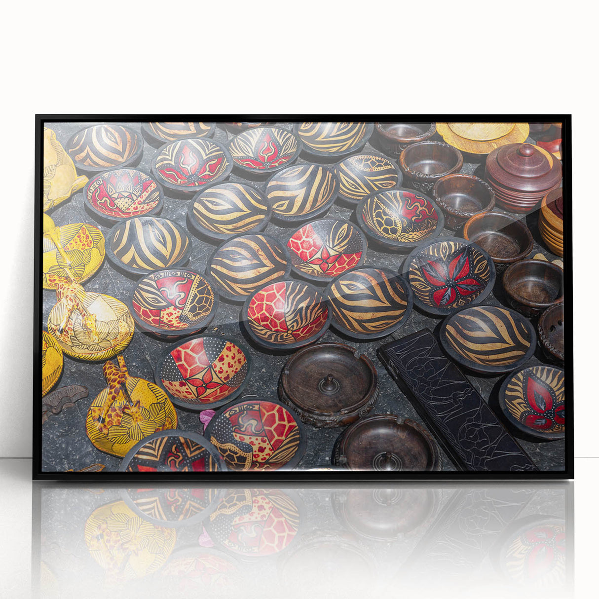 Large abstract wall art depicting African scenery in muted earth tones on a framed acrylic.
