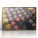 Acrylic print of a serene Zambia landscape in earth tones, framed in gold, suitable for modern art wall decor.