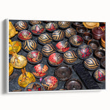 Vintage poster art of Zambia scenery on framed canvas, featuring colorful art with black accents.