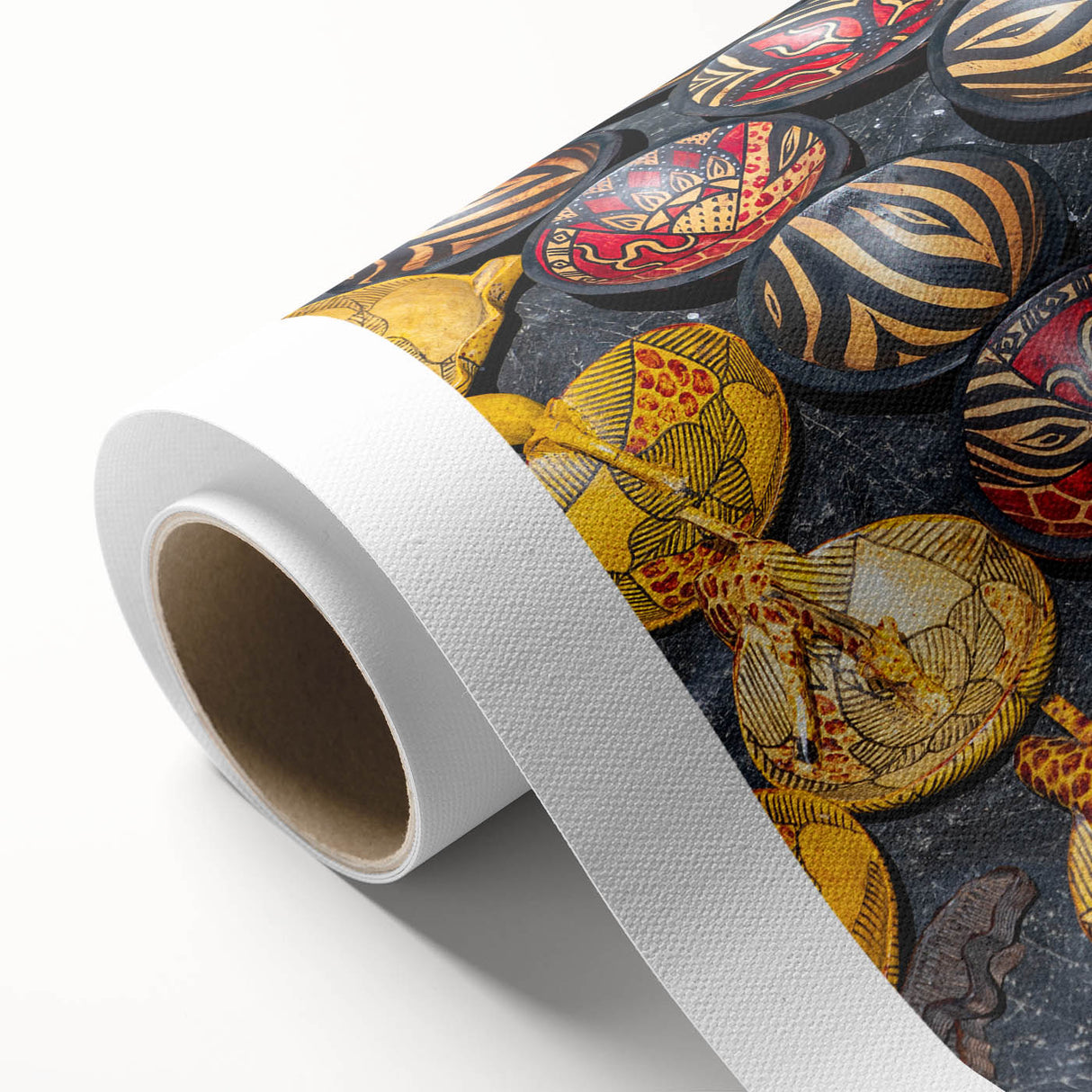 Art deco poster depicting a serene African savannah landscape on rolled canvas.