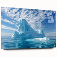 Antarctic landscape on large acrylic glass, featuring icy blue and white tones, suitable for bedroom or dining room decor.