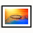 Extra large abstract art print depicting a vibrant, colorful scenery of Bangladesh on a framed black mat.