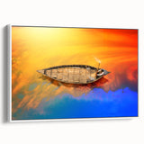 Vintage poster art depicting a colorful Bangladesh scenery on a large framed canvas, ideal for living room decor.