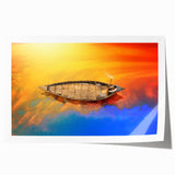 Extra large rolled print of a Bangladesh rural scene in muted earth tones, ideal for dining room wall art.