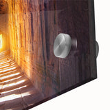 Large abstract depiction of a Cambodian landscape in muted earth tones on acrylic glass, ideal for dining room art.