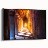 Black and white framed canvas of a Cambodian landscape, featuring vintage poster art style, ideal for bedroom decor.