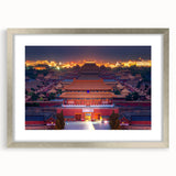 Textured abstract art print of Beijing scenery in muted earth tones on a framed canvas, suitable for bedroom decor.