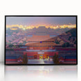 Large abstract wall art of the Beijing skyline in muted gray and black tones on a framed acrylic.