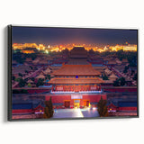 Framed canvas featuring a black and white vintage landscape of Beijing, ideal for bedroom wall decor.