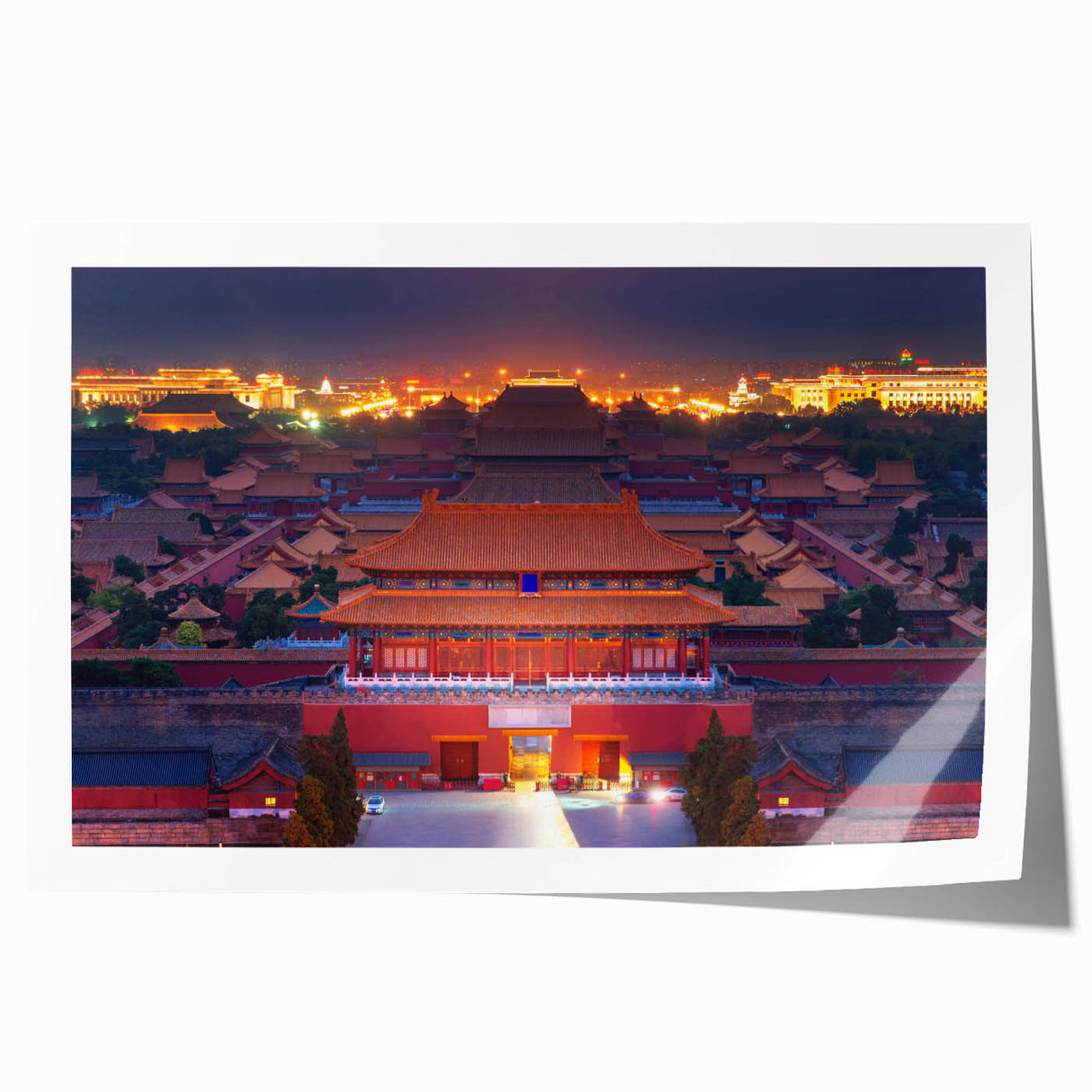 Extra large rolled print of Beijing scenery in muted earth tones, ideal for art wall dining room.