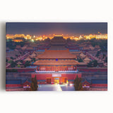 Black and white stretched canvas of Beijing skyline, ideal for kitchen wall art.