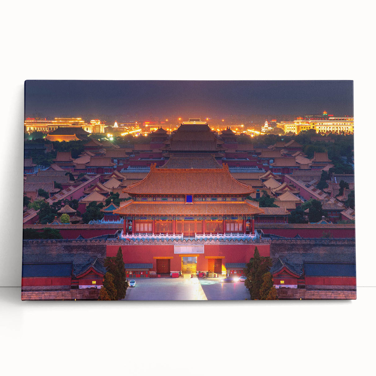 Black and white stretched canvas of Beijing scenery, ideal for kitchen wall art or bedroom ambiance.